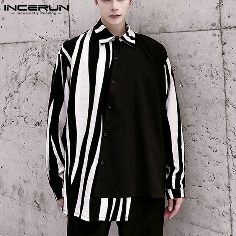 Streetwear Brand Marketing - 2026 Men Striped Patchwork Shirts Brand