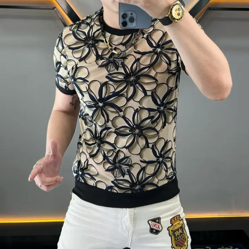 Streetwear Brand Flower - Brand Ice Silk Flower T-shirt for