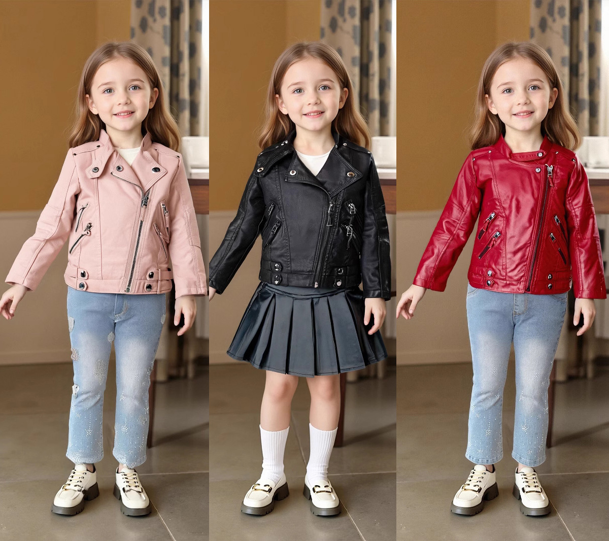 Streetwear Brand Logo Design - 2-12Y Girls Christmas Pink Red Motorcycle