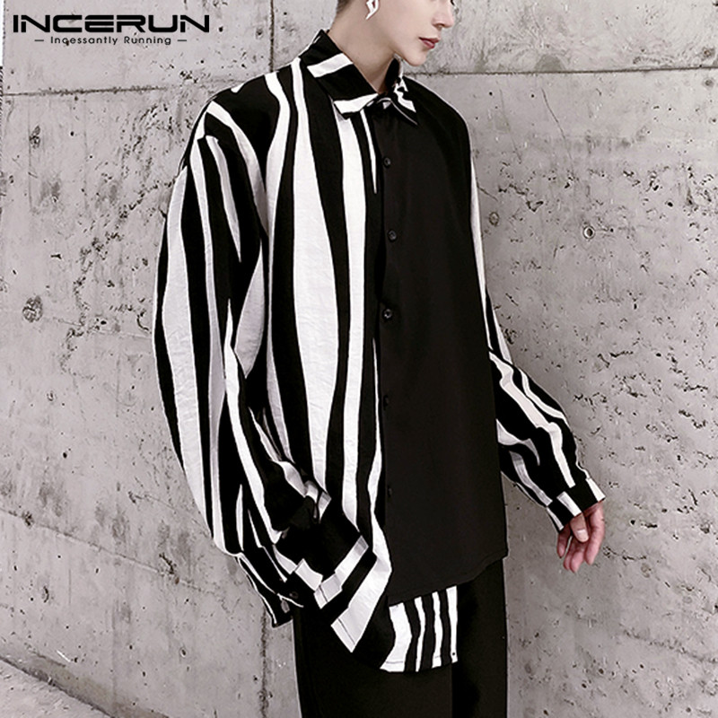 2026 Men Striped Patchwork Shi - Streetwear Brand Marketing recension och pris