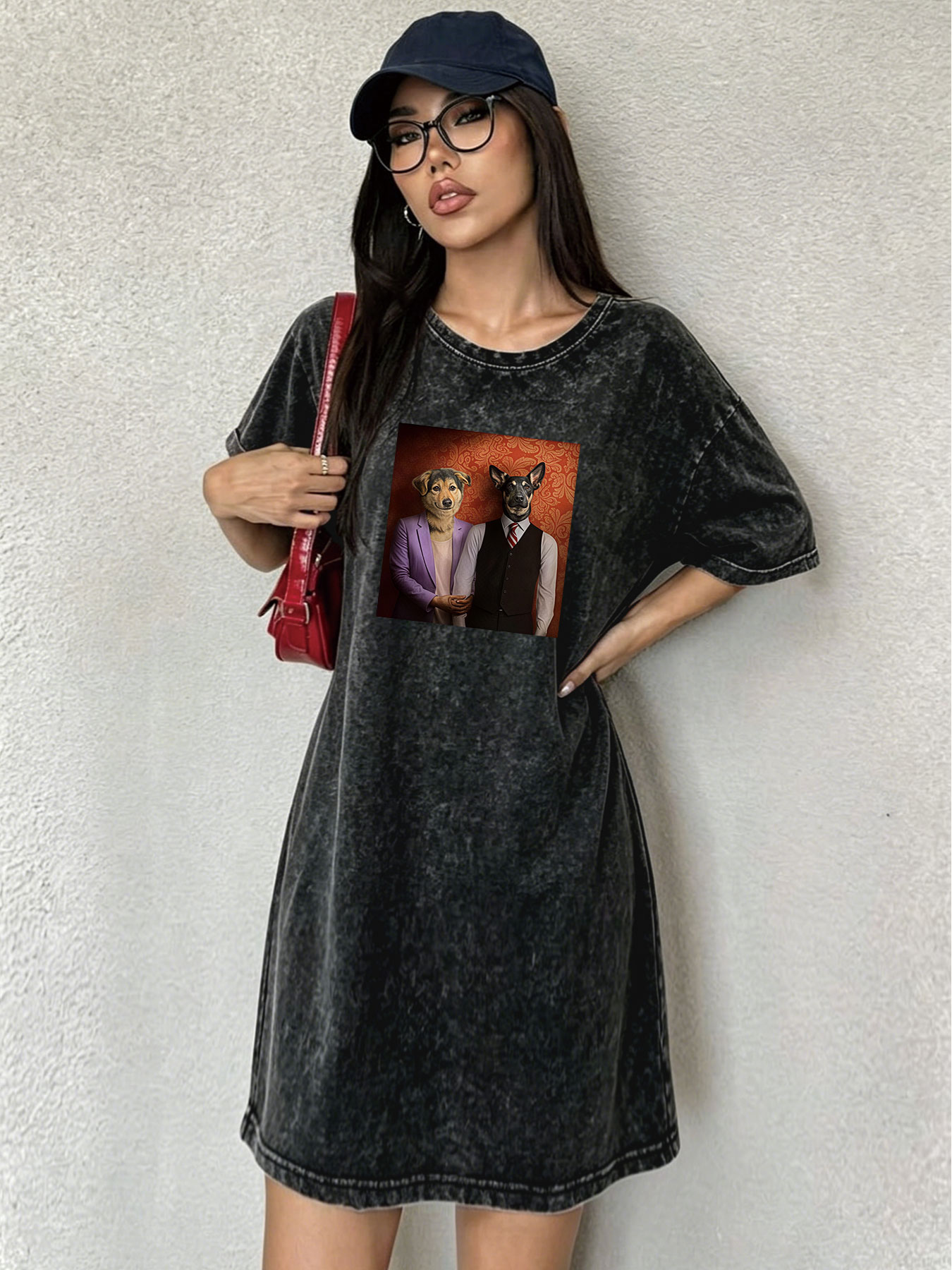 Vintage Washed Distressed T-Sh - Streetwear Brand Cat recension och pris