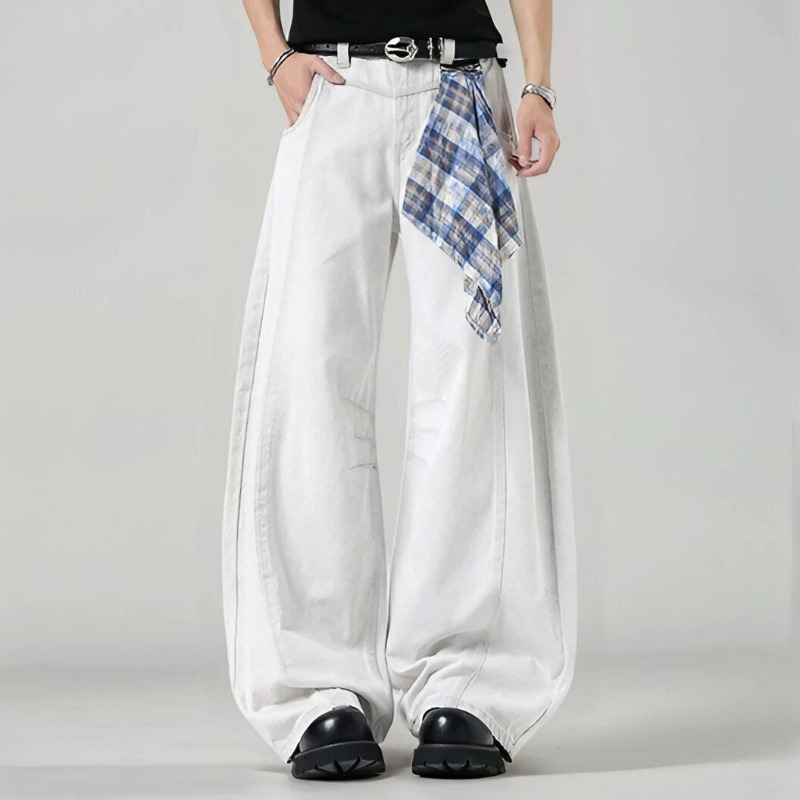 Men's Loose Wide Leg Plaid Pan - Streetwear Brand Marketing recension och pris