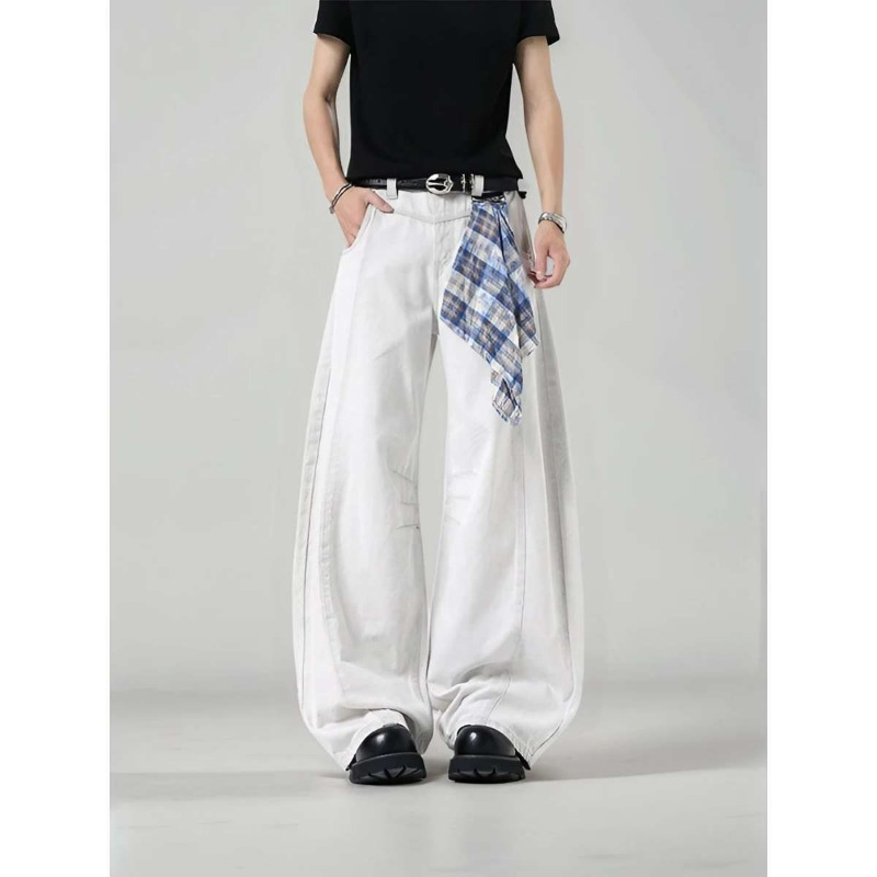 Men's Loose Wide Leg Plaid Pan - Streetwear Brand Marketing recension och pris