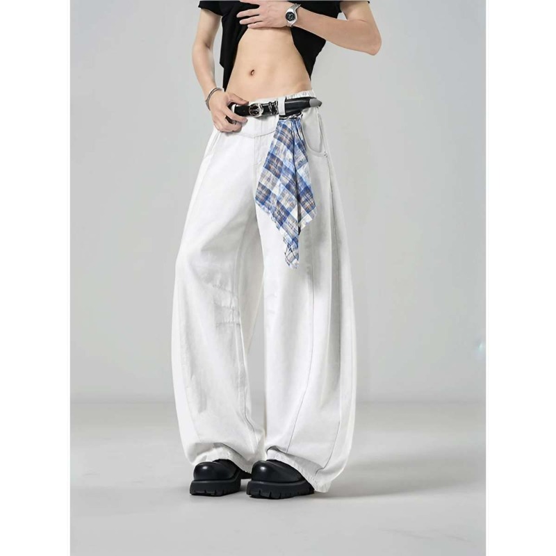 Men's Loose Wide Leg Plaid Pan - Streetwear Brand Marketing recension och pris