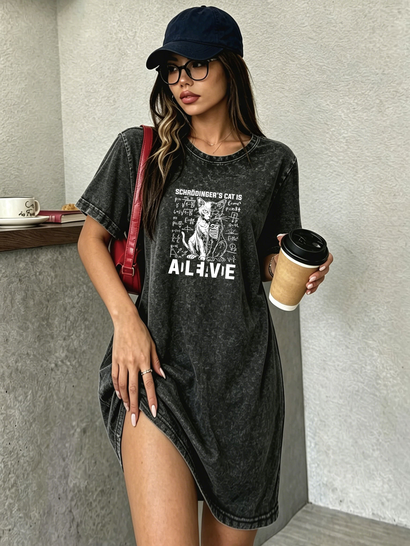 Vintage Washed Distressed T-Sh - Streetwear Brand Cat recension och pris